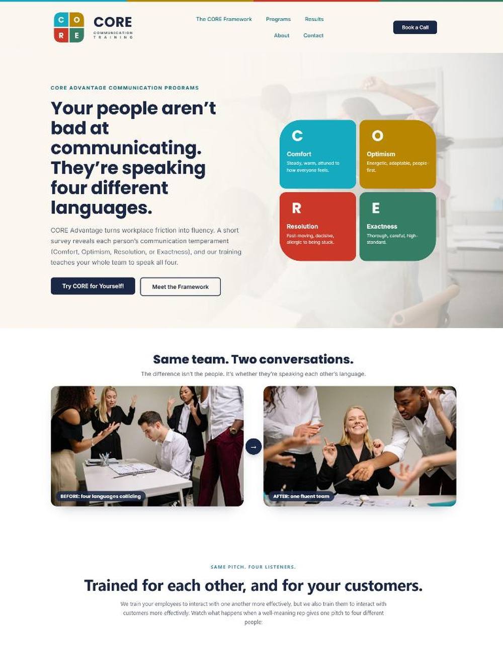 CORE Communication Training homepage